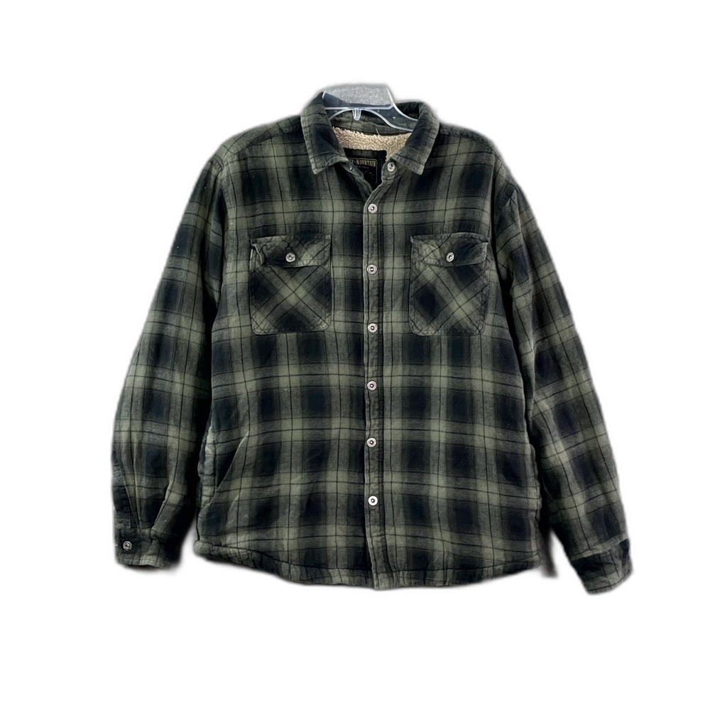 Grizzly Mountain Flannel Shirt Jacket Mens Large Plaid Sherpa Lined Streetwear